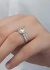 Gümüş Sarı Tek Taş Kadın Yüzük