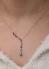 Gümüş Sıralı Mistik Topaz Taşlı Damla Kadın Kolye