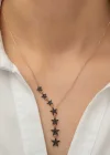 Gümüş Siyah Kayan Yıldızlar Bayan Kolye