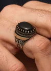 Gümüş Siyah Oniks Taşlı Erkek Yüzük