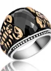 Gümüş Siyah Taşlı Akrep Erkek Yüzük