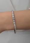Gümüş Süzme Beyaz Taşlı Su Yolu Kadın Bileklik