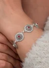 Gümüş Telkari Yakut Taşlı Kadın Bileklik