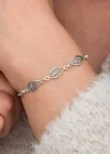 Gümüş Telkari Yaprak Desenli Kadın Bileklik