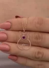 Gümüş Temmuz Ayı Doğum Taşı Kedi Kadın Kolye