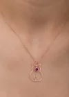 Gümüş Temmuz Ayı Doğum Taşı Kedi Kadın Kolye