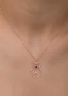 Gümüş Temmuz Ayı Doğum Taşı Kedi Kadın Kolye