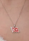 Gümüş Türk Bayrağı Kadın Kolye