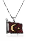 Gümüş Türk Bayrağı Kolye