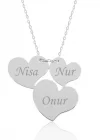 Gümüş Üç Kalp İsimli Bayan Kolye