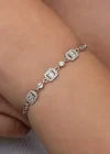 Gümüş Üçlü Baget Taşlı Kadın Bileklik