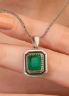 Gümüş Yeşil Taşlı Otantik Kadın Kolye