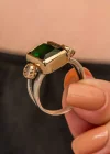 Gümüş Yeşil Zirkon Taşlı Otantik Kadın Yüzük