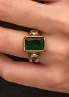 Gümüş Yeşil Zirkon Taşlı Otantik Kadın Yüzük