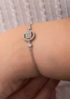 Gümüş Yuvarlak Baget Taşlı Kadın Bileklik