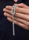 Gümüş Yuvarlak Çizgili Erkek Tesbih