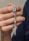 Gümüş Yuvarlak Çizgili Erkek Tesbih
