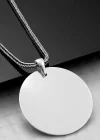 Gümüş Yuvarlak Plaka Kolye