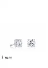 Gümüş Yuvarlak Tek Taş Zirkon Küpe - 3 mm