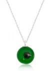 Gümüş Yuvarlak Yeşil Camgöz Nazar Bayan Kolye