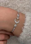Gümüş Zirkon Taşlı Ay Yıldız Kadın Bileklik