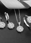 Gümüş Zirkon Taşlı Çiçek Kadın Set
