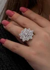 Gümüş Zirkon Taşlı Çiçek Kadın Yüzük