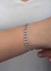 Gümüş Zirkon Taşlı Çift Sıra Kadın Bileklik