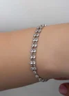Gümüş Zirkon Taşlı Çift Sıra Kadın Bileklik