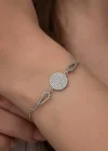 Gümüş Zirkon Taşlı Daire Bileklik