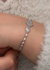 Gümüş Zirkon Taşlı Fatma Ana Eli Kadın Bileklik