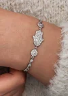 Gümüş Zirkon Taşlı Fatma Ana Eli Kadın Bileklik