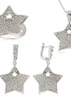Gümüş Zirkon Taşlı Yıldız Bayan Set