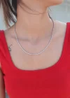 İnce Burgu Zincir Gümüş Renk Çelik Kadın Kolye