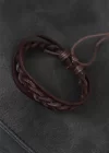 Kahverengi Örgü Deri Erkek Bileklik