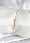 Kelebek Figürlü Zirkon Taşlı Gold Renk Pirinç Kadın Bileklik
