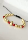 Kırmızı Gözlü Maske Figürlü Gold Renk Çelik Bileklik