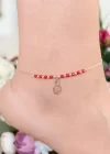 Kırmızı Renk Miyuki Taşlı Ananas Figürlü Metal Hal Hal