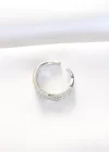 Kıvrım Model Silver Renk Zirkon Taşlı Ayarlanabilir Yüzük