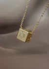 Küp Model Gold Renk Zirkon Taşlı Ö Harfli Kolye