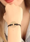 LUCKY (Şanslı) Siyah Deri İpli Unisex Mood Bileklik