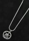 Medusa Tasarım Silver Renk Zincirli Erkek Kolye