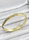 Mineli Gold Pirinç Sarı Renk Motifli Kadın Kelepçe