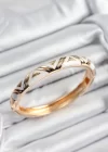 Mineli Pirinç Beyaz Üçgen Motifli Gold Renk Kadın Kelepçe