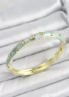 Mineli Pirinç Gold Renk Mavi Renk Motifli Kadın Kelepçe