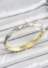 Mineli Pirinç Gri Beyaz Geometrik Desenli Kadın Kelepçe