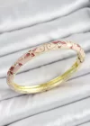Mineli Pirinç Pembe Çiçek Desenli Kadın Kelepçe