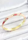 Mineli Pirinç Pembe Desenli Gold Renk Kadın Kelepçe