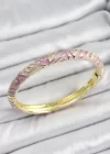 Mineli Pirinç Pembe Renk Desenli Kadın Kelepçe