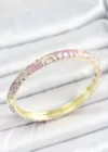Mineli Pirinç Pembe Sarmal Desenli Gold Renk Kadın Kelepçe